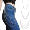Punk Hip Hop Metal Waist Chain Multi-layer Pants Chain Streetwear Jeans Chain for Women - Three-Piece Set