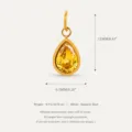 Pendente goccia in acciaio inossidabile con pietra gialla placcato oro 18K variante. - Novembre