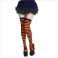 Orange and black striped over-the-knee stockings, cosplay party costume socks for women. - One Size / Adult Black and Orange Striped