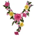 Colorful embroidered lace false collar DIY embroidery floral applique sewing craft accessory. - Rose Red Embroidered Style / Rose Red