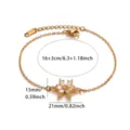 Pulsera de flor de circón dorada cadena de estrella de acero inoxidable regalo - Flor de Strass Dorada (G122297-t)