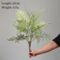 Artificial fern leaves white green 62cm faux plant for home decor and floral arrangement - B16 Cypress Leaf Green White
