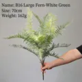 Pianta di felce artificiale fogliame verde, colore bianco e verde, lunghezza di 70 cm. - B16 Grande Fenghuangyao Verde Bianco