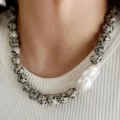 joli collier ras du cou perle baroque et jaspe dalmatien mode bijoux pour femme - Taille unique / Perle Ronde Léopard Baroque (38+5cm)