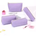 Purple corduroy makeup bag set, large capacity portable pencil case and toiletry storage organizer. - Four-Piece Set / 22x15x12cm / Purple