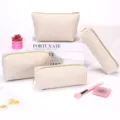 Minimalist corduroy pencil case and cosmetic bag set, large capacity portable storage pouch. - Four-Piece Set / 22x15x12cm / Off White