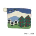 Handmade wool felt coin purse cute sheep pattern zipper card wallet small storage bag - Pine Tree Little Sheep