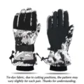 Winter waterproof ski gloves for men and women, fleece lined warm touch screen cycling gloves - One Size / Snowman Tie-Dye Black