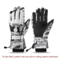 Winter warm waterproof ski gloves with black and white comic print for outdoor cycling sports. - One Size / Snowman Tie-Dye White