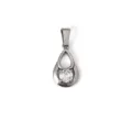 Stainless steel teardrop pendant necklace accessory with clear cubic zirconia stone sparkling. - Water Drop Style (XZY06-Steel)