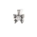 Stainless Steel Butterfly Pendant Zirconia Diamond Necklace Jewelry Fashion Accessory Gift SKU - Bowknot Style (XZY07-Steel)