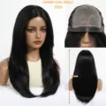 Black long straight wig glueless monofilament cap natural synthetic hair 22 inch daily wear. - New Jet Black