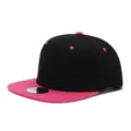 Gorra snapback plana negra y rosa, elegante gorra de béisbol hip hop para exteriores. - Ajustable / Copa Negra Visera Rojo Rosa