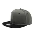 Gorra de béisbol gris y negra con visera plana, snapback hip hop con ojales transpirables. - Ajustable / Copa Gris Oscuro Visera Negra