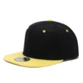 Gorra de béisbol negra y amarilla con visera plana hip hop para hombres y mujeres estilo urbano - Ajustable / Copa Negra Visera Amarilla