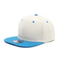 Clásica gorra de béisbol estilo snapback plana bicolor, corona écru y visera azul. - Ajustable / Tapa Beige Ala Azul Lago