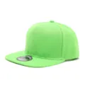 Gorra de béisbol snapback de ala plana verde, protección solar de estilo urbano. - Ajustable / Verde Fluorescente