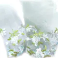 Delicate colorful floral embroidery mesh lace trim close-up detail for DIY apparel sewing. - Single-Sided 26cm / Blue-Green-White / White Base