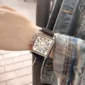 Men square quartz watch with black leather strap big dial casual fashion timepiece daily wear - Black Strap Gold Case White Face