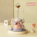 Interactive Cat Toy Turntable Spring Ball Treat Dispenser Pet Supplies Cherry Blossom Pink - Pink Turtle Cat Turntable