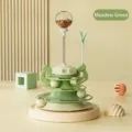 Green multi-tier cat toy with spring teaser ball and treat container for active pets - Green Turtle Cat Turntable