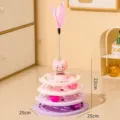 Multi-tier cat toy with spring feather and balls, interactive pet toy for indoor cats entertainment - Purple Shaking Cat Turntable