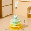 Multi-tier cat toy tower with spring feather and rolling balls for daily pet entertainment. - Green Shaking Cat Turntable