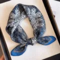 Vintage blue paisley silk scarf for women and men, elegant lightweight neckerchief square. - Blue Persian Pattern