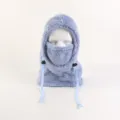Winter warm fleece balaclava windproof hooded face mask scarf for winter outdoor use - S / 3-10 Years / Blue