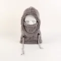 Grey fleece balaclava winter warm windproof hooded face mask with adjustable drawstrings. - S / 3-10 Years / Dark Gray