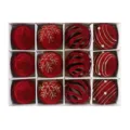 Set de 12 bolas de Navidad de terciopelo rojo, adornos colgantes surtidos de 6cm para árbol. - Juego de 12 / B Rojo Vino