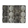 Set de 12 bolas de Navidad de terciopelo gris negro oro adornos colgantes - Juego de 12 / Estilo B Gris