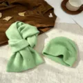 Mint green knit beanie hat and scarf two-piece set, cozy ribbed winter warm knitwear outfit. - Sage Green (Scarf + Hat)