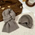 Cozy knit beanie and scarf set in warm taupe, perfect for autumn and winter daily wear. - Mocha (Scarf & Hat)