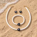 Witte Zachte Klei Kralen Boze Oog Halsketting Armband Oorbellen Set Stijl Variant - Set 6