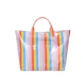 Borsa shopper lucida a righe colorate, elegante borsetta portatile grande per la spesa. - Arancione