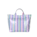 Borsa tote a righe colorate, borsa a mano casual alla moda, grande borsa shopping stile. - Azzurro