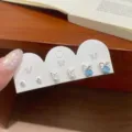 Ensemble de 3 Pièces Perle Zirconia Bleu / Argent