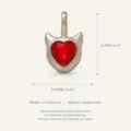 Red Devil Heart Pendant Style 10 / Antique Silver