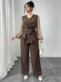 4XL / Μπλούζα Και Παντελόνι / Καφέ