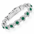 YXMZ Silver with Green Rhinestones