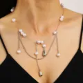 Silver Teardrop Tassel Multi-Layer Style (白K 5635)