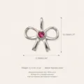 Rose Red Bow Pendant Silver