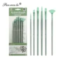 6 Pièces Mixte Manche Vert Pinceau (HB518F)