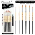 Pinceau rond en nylon à manche noir 6 pièces HB189B
