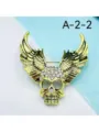 12# Gold Rhinestone Winged Skull