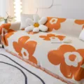 180*230 (Μικρό Διθέσιο) / Λευκή Βάση Πορτοκαλί Λουλούδια BC
