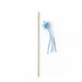 White and Blue Suede Pom Pom Cat Wand