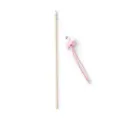 White and Pink Suede Pom Pom Cat Wand