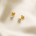 Pendientes de Botón de Diamante de Seis Garras / Dorado
